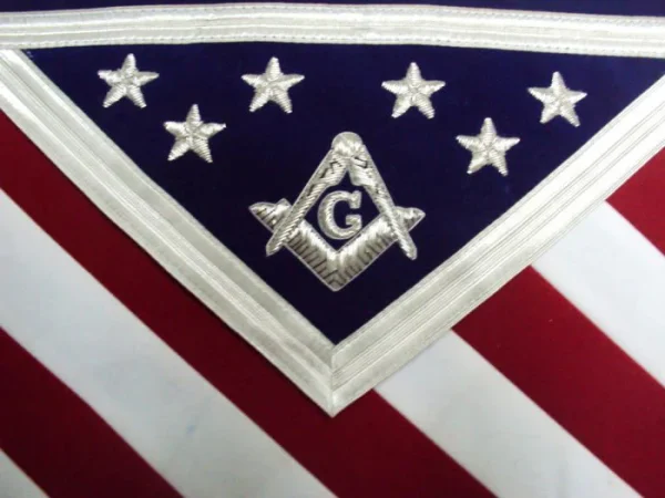 Master Mason Blue Lodge Apron - White, Red & Blue USA Flag