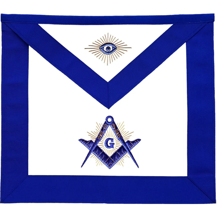 Master Mason Blue Lodge Apron – Royal Blue Gold Embroidery