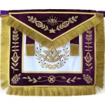 Past Master Blue Lodge Apron White Satin Purple Chenille Gold Bullion Fringe