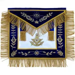 Past Master Blue Lodge Apron - Navy Velvet Gold Bullion Embroidered