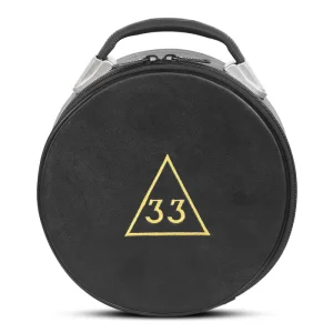 33rd Degree Scottish Rite Crown Cap Case - Black Leather and Gold