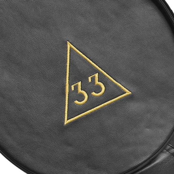 33rd Degree Scottish Rite Crown Cap Case - Black Leather and Gold