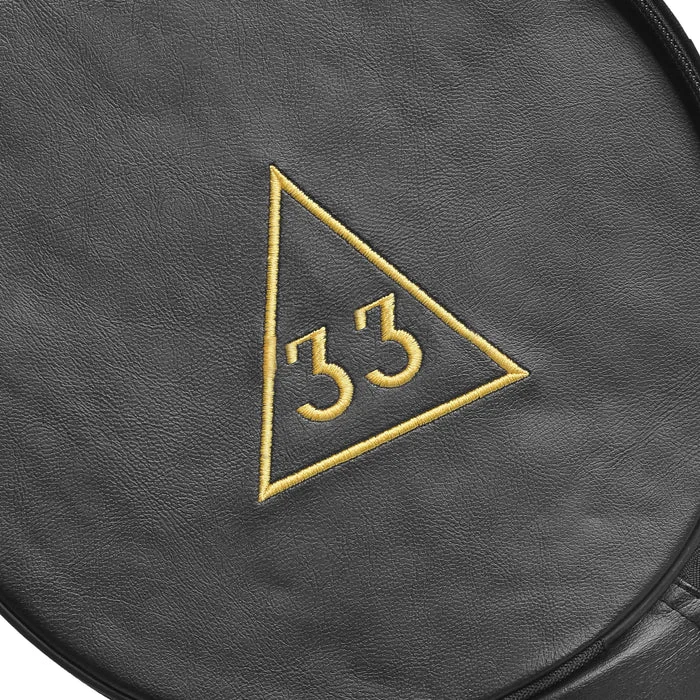 33rd Degree Scottish Rite Crown Cap Case – Black Leather and Gold