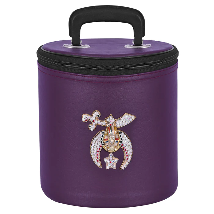 Shriners Fez Case – Purple Synthetic Leather with Rhinestones