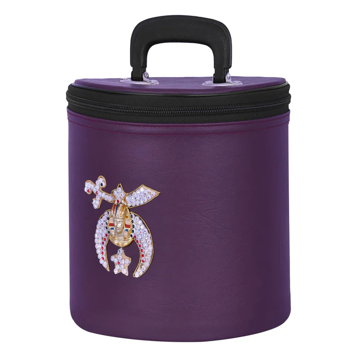 Shriners Fez Case – Purple Synthetic Leather with Rhinestones