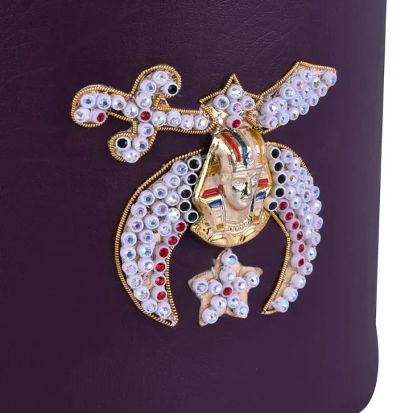 Shriners Fez Case - Purple Synthetic Leather with Rhinestones