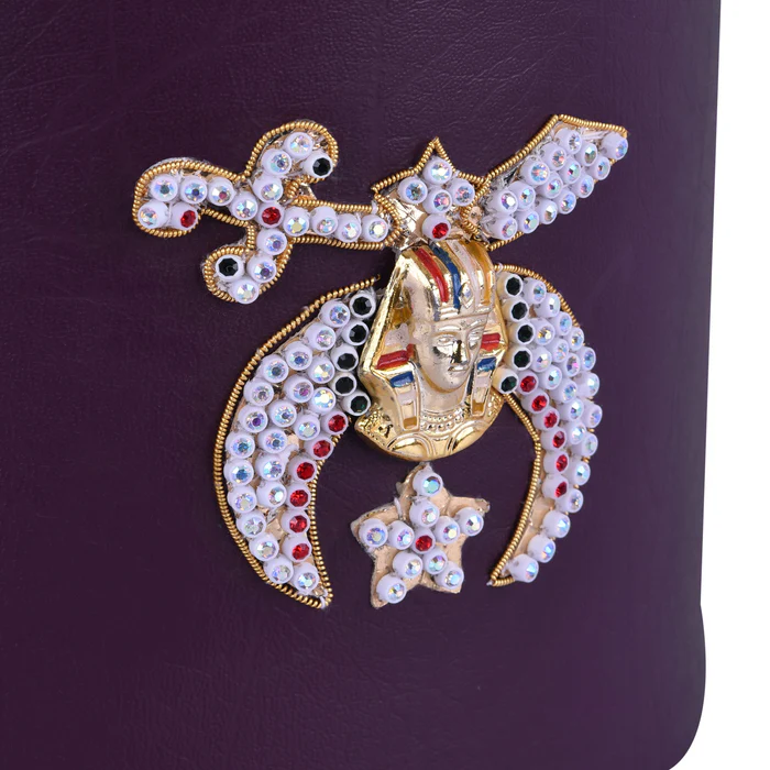 Shriners Fez Case – Purple Synthetic Leather with Rhinestones