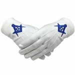 Master Mason Blue Lodge Gloves 3 pair - White Cotton Machine Embroidery