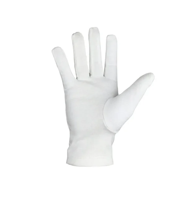 Master Mason Blue Lodge Gloves - All White Cotton Square & Compass G Back