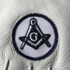 Master Mason Blue Lodge Gloves - White Leather with Square & Compass G Logo