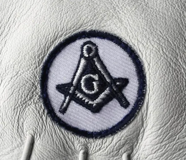 Master Mason Blue Lodge Gloves - White Leather with Square & Compass G Logo