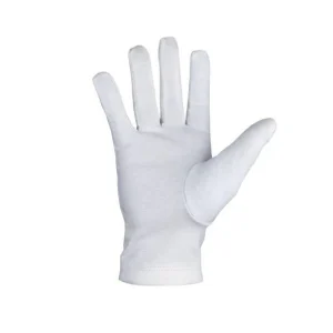 Master Mason Blue Lodge Gloves - White Cotton with Silver Square & Compass G Back