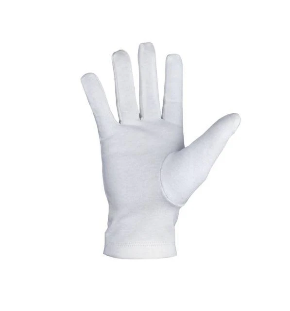 Master Mason Blue Lodge Gloves - White Cotton with Silver Square & Compass G Back