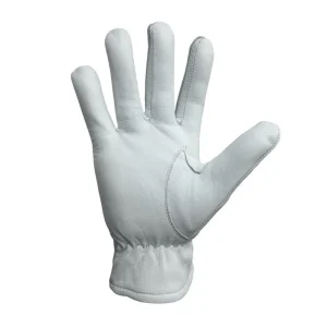 Past Master Blue Lodge Gloves - White Leather with Black California Regulation Emblem Back