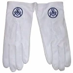 Master Mason Blue Lodge Gloves -  3 Pairs White Leather Square Compass Badge