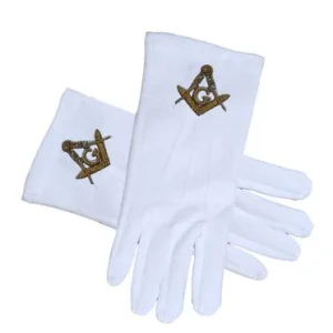 Master Mason Blue Lodge Gloves - Standard Gold