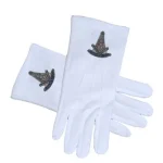 Past Master Blue Lodge Cotton Gloves -  3 Pairs White Compass Insignia