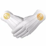 Master Mason Blue Lodge Leather Gloves 3 pairs- White Gold Square Compass