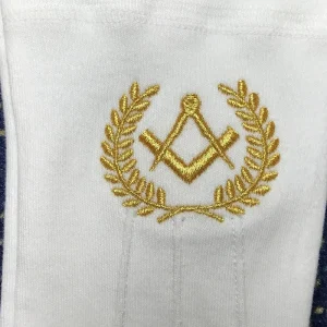 Master Mason Blue Lodge Gloves - White Cotton with Gold Square & Compass Logo