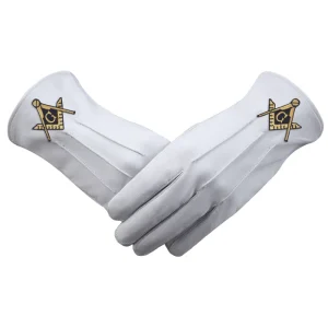 Master Mason Blue Lodge Gloves - Pure White Leather