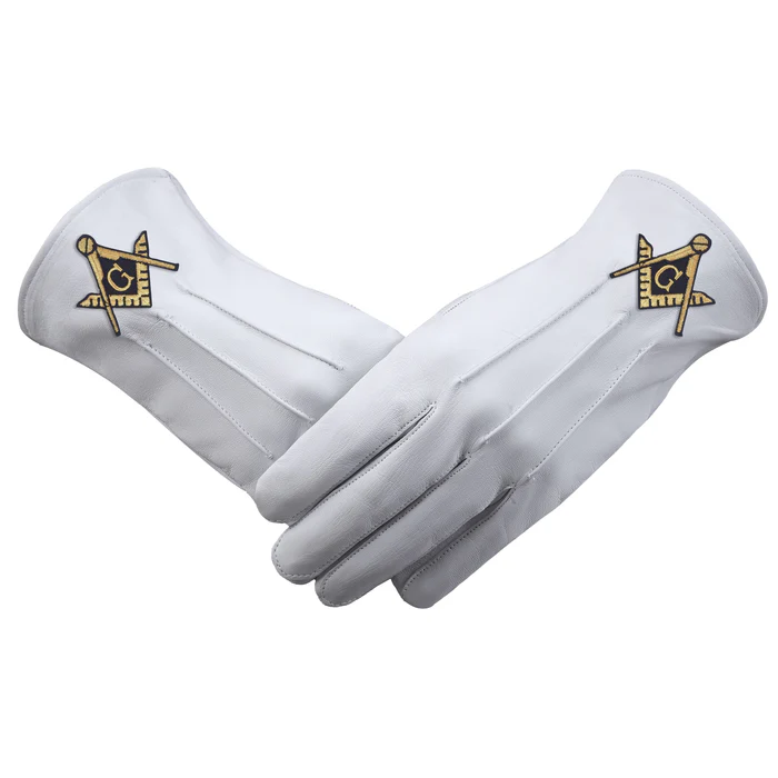 Master Mason Blue Lodge Gloves – Pure White Leather