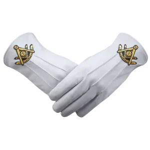 Past Master Blue Lodge California Regulation Gloves - Leather with Gold Emblem