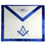 Master Mason Blue Lodge Satin Apron - Square Compass G Embroidery