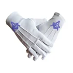 Master Mason Blue Lodge Gloves | Polyester With Square And Compass G Rhinestone