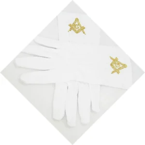 Master Mason Blue Lodge Gloves - Polyester with Square and Compass G Rhinestone 9 Master Mason Blue Lodge Gloves - Polyester with Square and Compass G Rhinestone