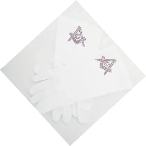 Master Mason Blue Lodge Gloves - Polyester with Square and Compass G Rhinestone 10 Master Mason Blue Lodge Gloves - Polyester with Square and Compass G Rhinestone