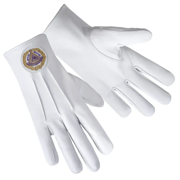 Grand Master Blue Lodge Gloves - Leather with Gold Emblem Front and Back