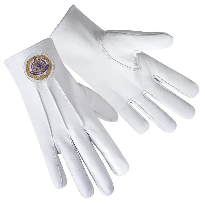 Grand Master Blue Lodge Gloves – Leather with Gold Emblem Front and Back