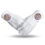 Past Grand Master Blue Lodge Gloves -  3 Pairs White Cotton Purple Badge Patch
