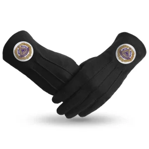 Grand Master Blue Lodge Gloves - Pure Black Cotton with White Patch