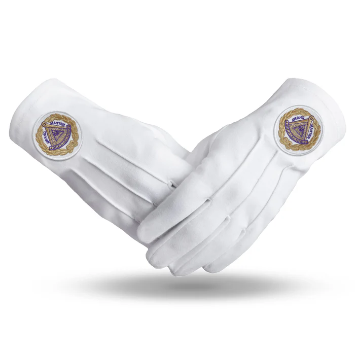 Grand Master Blue Lodge Gloves – Pure Cotton with White Patch