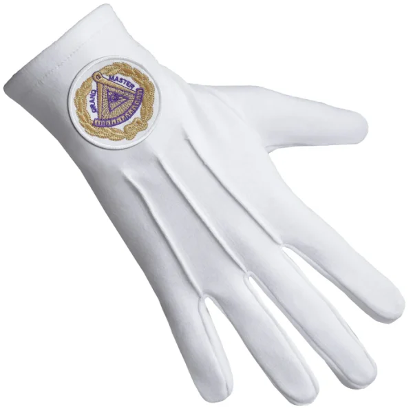 Grand Master Blue Lodge Gloves - Pure Cotton with White Patch Front