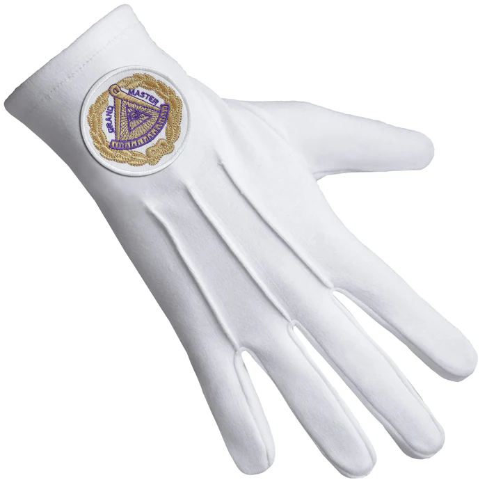 Grand Master Blue Lodge Gloves – Pure Cotton with White Patch Front