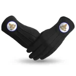 Past Master Blue Lodge California Regulation Gloves -  3 Pairs Black Cotton Gold Emblem