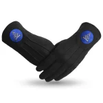 Master Mason Blue Lodge Gloves Two Pairs - Black Cotton Blue Badge Patch