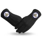 Past Master California Regulation Gloves -  3 Pairs Black Cotton Gold Emblem