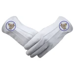Past Master Blue Lodge Leather Gloves - Gold Emblem Blue Borders