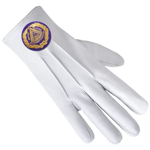 Grand Master Blue Lodge Gloves - Leather with Purple Patch Front