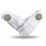 Grand Master Blue Lodge Gloves Two Pairs - White Pure Cotton Machine Embroidery Patch