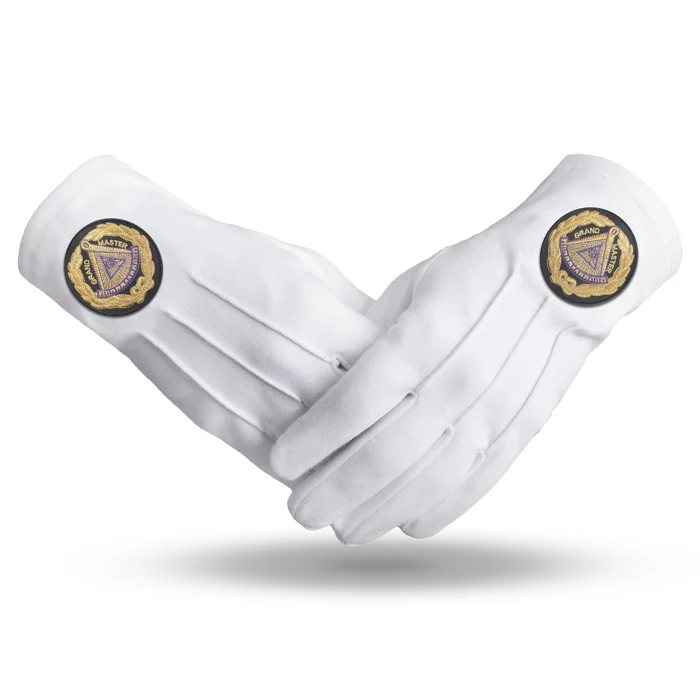 Grand Master Blue Lodge Gloves – Pure Cotton with Black Patch