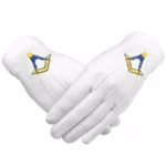 Master Mason Blue Lodge Gloves | Cotton With Yellow & Blue Square & Compass