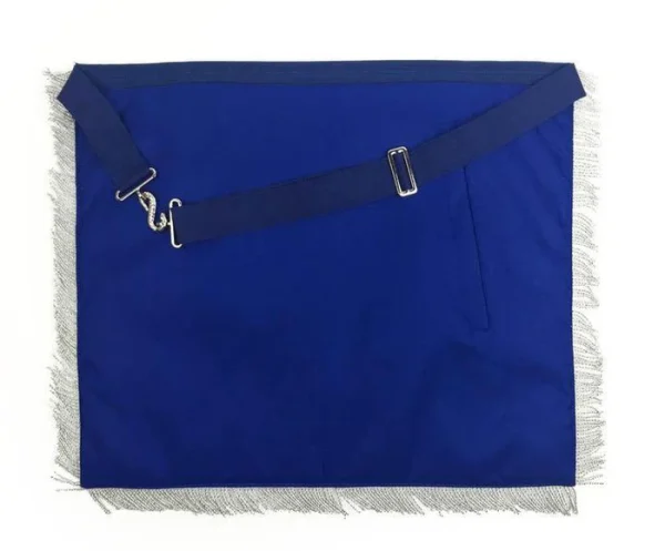 Master Mason Blue Lodge Apron - Navy Blue With Pillars Silver Hand Embroidery