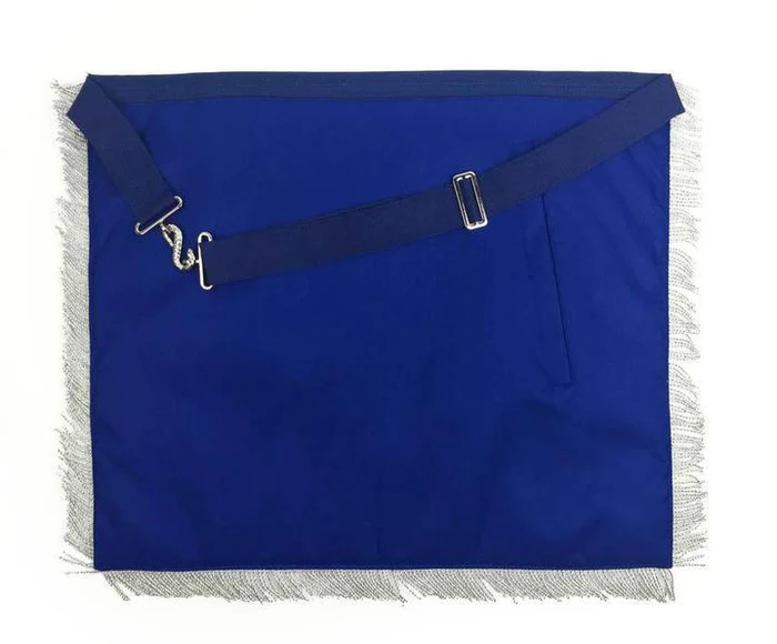 Master Mason Blue Lodge Apron – Navy Blue With Pillars Silver Hand Embroidery