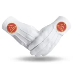 Royal Arch Chapter Gloves in Pure Cotton with Red Triple Tau Emblem