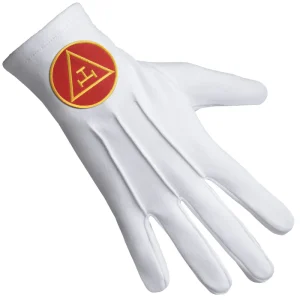 Royal Arch Chapter Gloves - Pure Cotton with Red Triple Tau Front