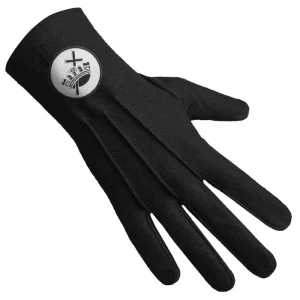 Knights Templar Commandery Gloves - Pure Black Cotton with White & Black Patch